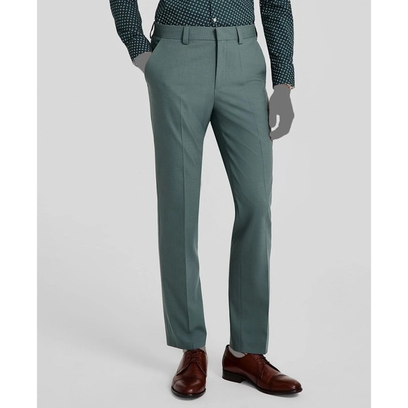 Hugo Boss Men's Green Modern-Fit Solid Wool-Blend Suit Separate Pants 34R 31L